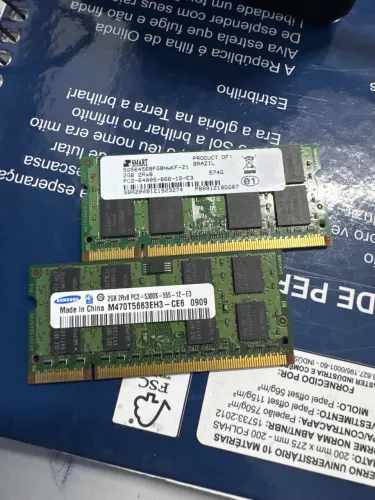 Memória ram e carregador de notebook ddr2