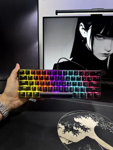 Teclado Mecânico AJAZZ NK61 Preto RGB 60% Compacto Hot Swap para Jogos e Setup Gamer