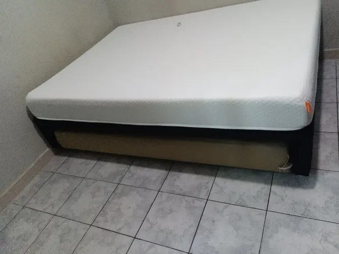 Cama box casal+cama auxiliar solteiro+colchão Emma