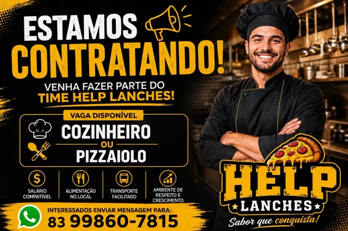 Estamos contratando Pizzayolo e cozinheiro