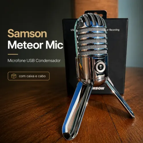 Microfone Samson Meteor Mic USB Completo com Caixa e Cabo