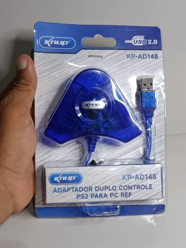 Adaptador Duplo Controle PS2 para PC Knup (Novo)