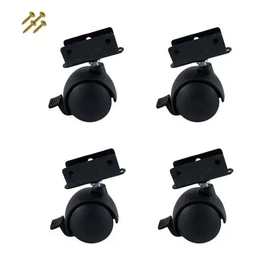 Kit 4 Rodízio Rodinha Preta Trava Chapa U 15mm Berço Móveis Preto(novo)