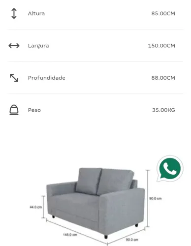 Sofá 2 lugares da Tok Stok cor Cinza