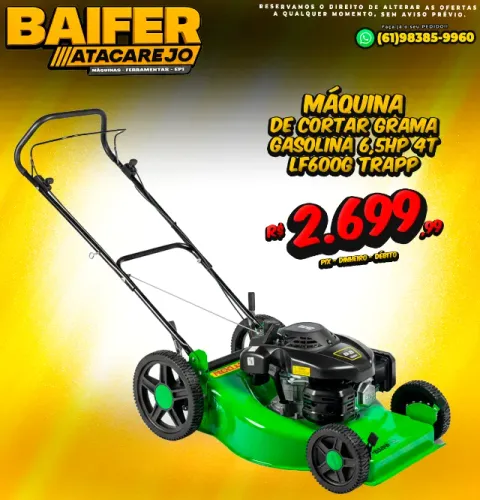 Máquina de Cortar Grama Gasolina 6,5Hp 4T Lf600g Trapp