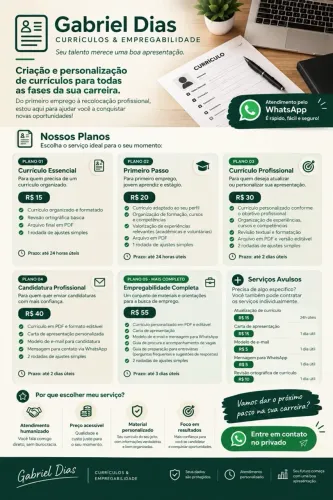 Criação de Currículo Profissional a partir de R$15