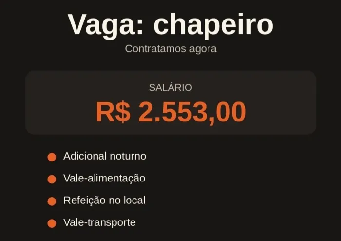 Vagas de emprego chapeiro