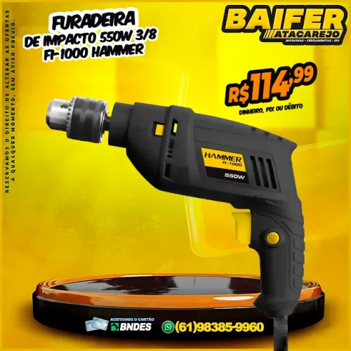 Furadeira de Impacto 550w 3/8 FI-1000 Hammer