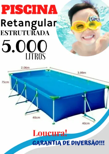 PISCINA GIGANTE RETANGULAR MOR PREMIUM 5.000 LITROS COM ESTRUTURA DE AÇO PVC TRIPLA CAMADA