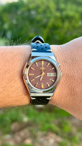 Orient 3 Stars Automático Vintage Mostrador Marrom