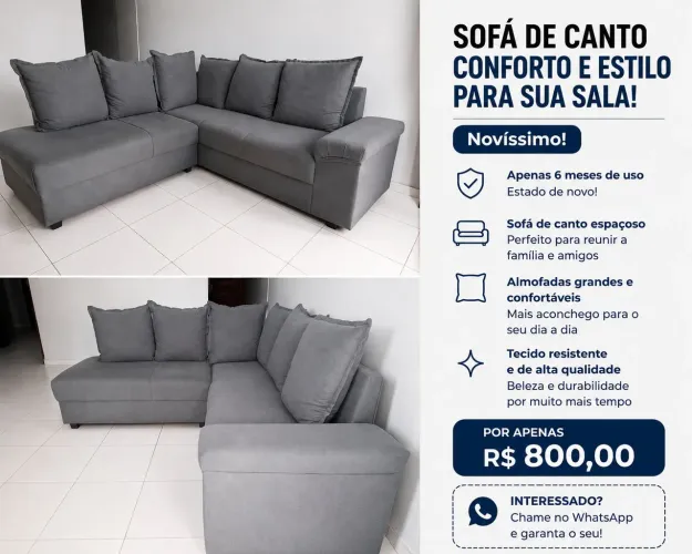 Sofá de canto 5 lugares - Estado de Novo
