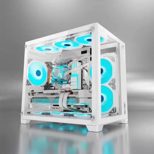 GABINETE LIKETEC CUBE KIRRA SNOW, RGB, MID TOWER, VIDRO TEMPERADO