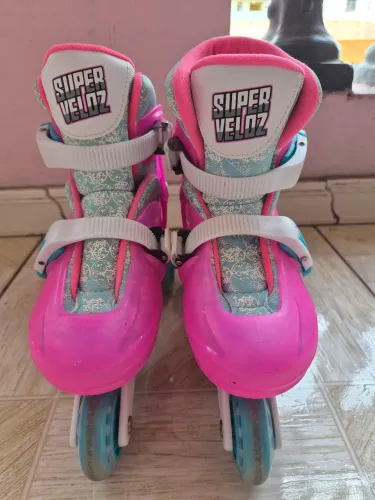 Patins infantil rosa, tamanho 32 ao 35.