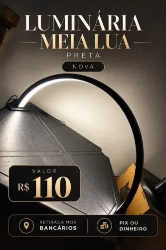 LUMINÁRIA MEIA LUA PRETA NOVA