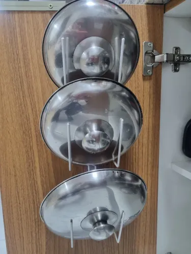 Organizador de Tampas de Panela de Cozinha | Para Porta | Branco | 2 unidades