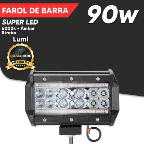 Farol de Milha com Strobo 13CM - 30 LED - PAR - 90w + 90w