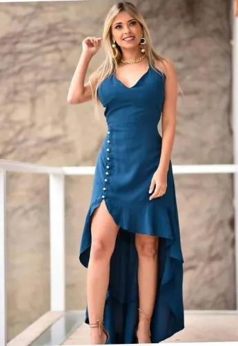 Vestido mullet cor azul petróleo tam M