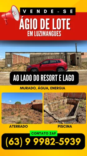 Lote murado, aterrado e com estrutura de piscina próximo ao resort e lago de Luzimangues