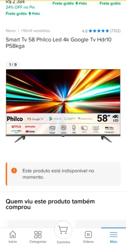 TV Led Philco 58" 4k 60hz P58KGA
