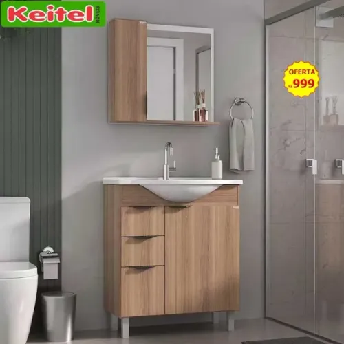 Conjunto Banheiro Crystal 75 cm Nogal 