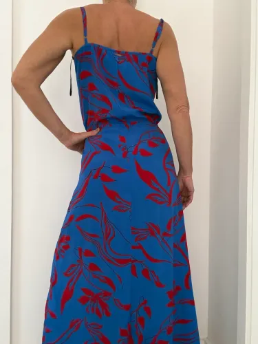 Vestido le lis blanc azul turquesa