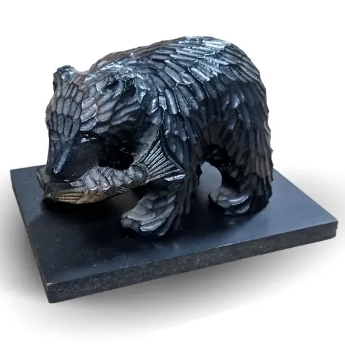 Urso de madeira japonês Hokkaido (Kibori) - Escultura decorativa