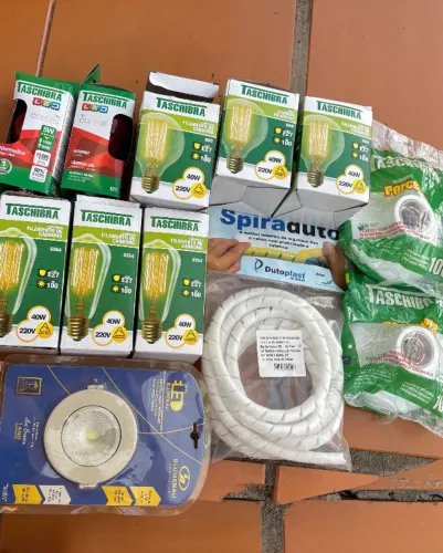 Lote de lâmpadas e acessórios elétricos