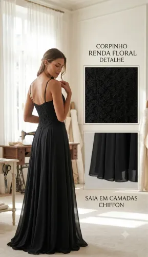vestido de festa longo preto