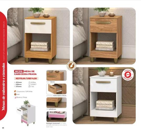 2 Mesa de Cabeceira Prada 