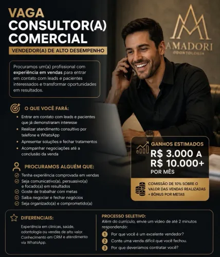 VAGA - CONSULTOR(A) COMERCIAL | VENDAS