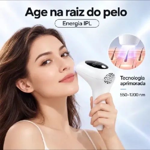 Depilador A Laser 8 Níveis 900 Mil Pulsos Ajustáveis Indolor e Eficaz para Corpo e Rosto