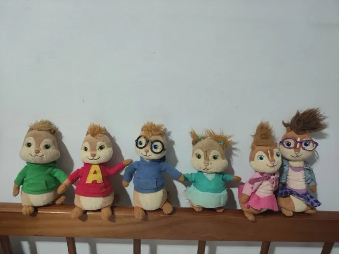 Kit pelúcias Alvin e os esquilos completo original importado 6 personagens raro