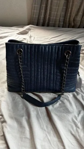 Bolsa de couro legítimo Baggage azul marinho