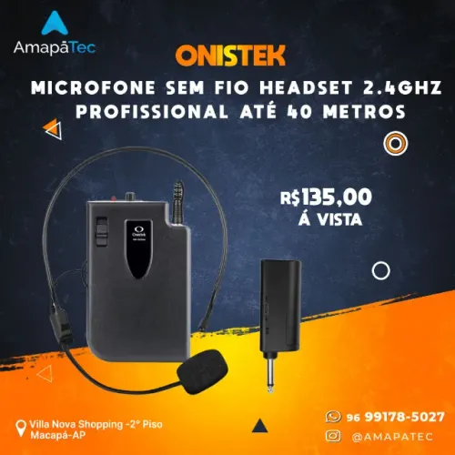Microfone Sem Fio Headset Profissional