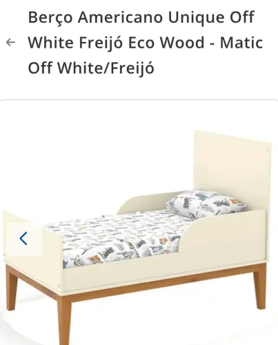 OBerço Americano Unique Off White Freijó Eco Wood - Matic Off White/Freijó