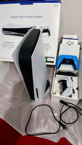 Ps5 2 controles com caixa (Controle azul com Hall effect)