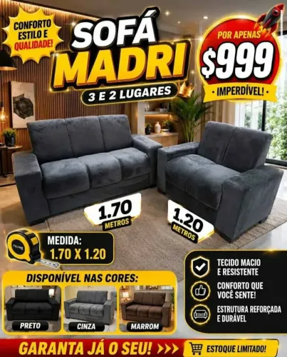 Jogo de sofa 2 e 3 lugares novos