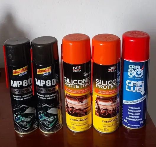 Produtos automotivo, desingripante, silicone spray e limpa contato 