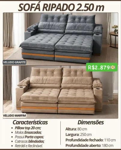 Sofá Retrátil e Reclinável T356
