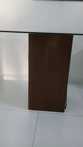 Mesa quadrada sala jantar 1x1m com tampo de vidro 8mm sem cadeiras