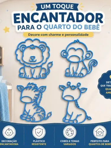 Kit quadros animais para decoração de quartos