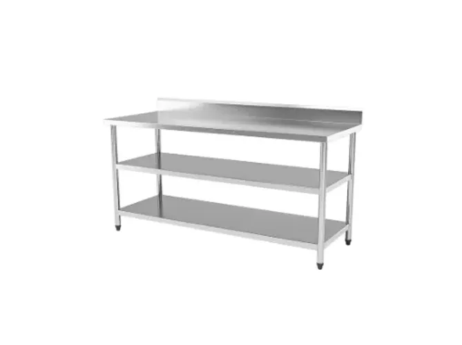 1 unidade | Mesa Aço Inox Industrial Com Espelho E Dois Paneleiros - 150x60x80cm