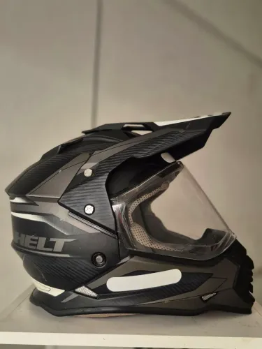 Capacete Helt Cross Vision Glass Titanium C/oculos 58 Preto com Cinza Fosco