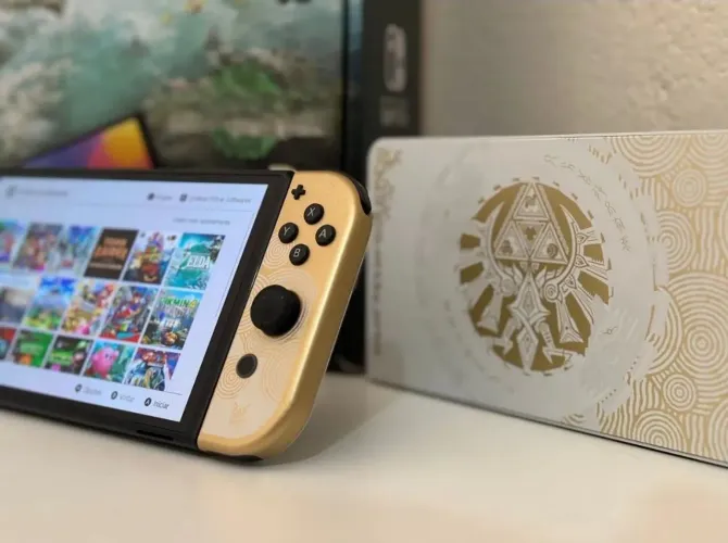 Raro Nintendo Switch OLED Edição Especial Zelda Desbloqueado 