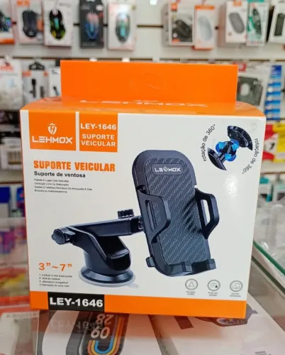 Suporte Celular Veicular Com Ventosa Rotação 360° - Novo
