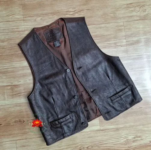 Colete Marrom GAP Vintage 100% Couro Legítimo Importado (Raro) Tam.M
