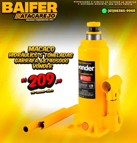 Macaco Hidráulico 5 Toneladas Garrafa 687405000 Vonder