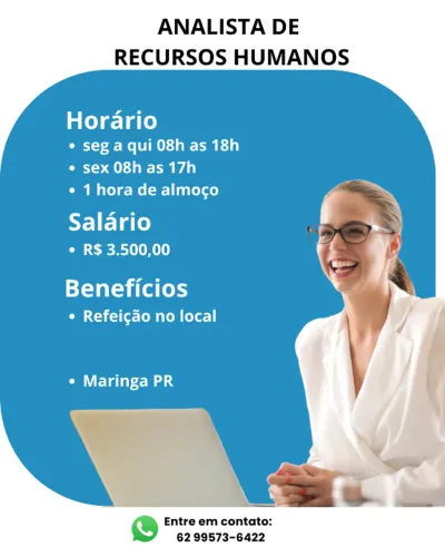 VAGA ANALISTA DE RH/PRESENCIAL/MARINGA PR