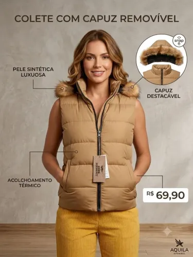 Colete feminino frio/meia estação