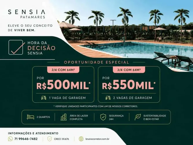 APARTAMENTO 2 QUARTOS 1 SUÍTE 64M² - SENSIA PATAMARES